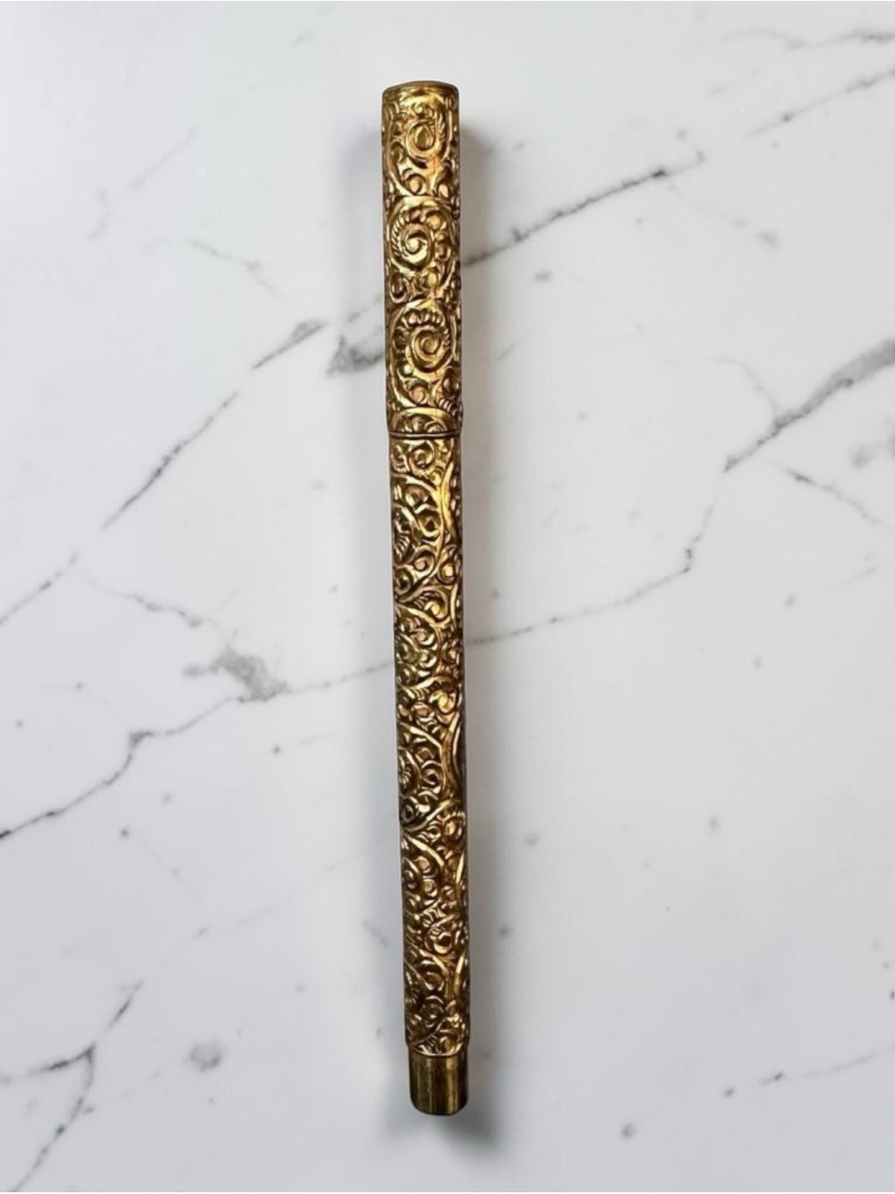 Mabie Todd Swan Style Fountain Pen Snail Scroll Gold-Filled 14k Nib Early 1900s